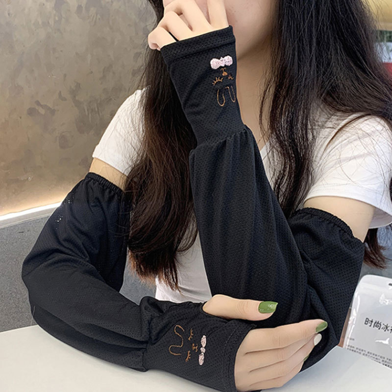Large Size Ice Sleeve Women's Summer Driving Sunscreen Sleeve Loose Arm Protection Riding Uv Ice Silk Sleeve details Picture