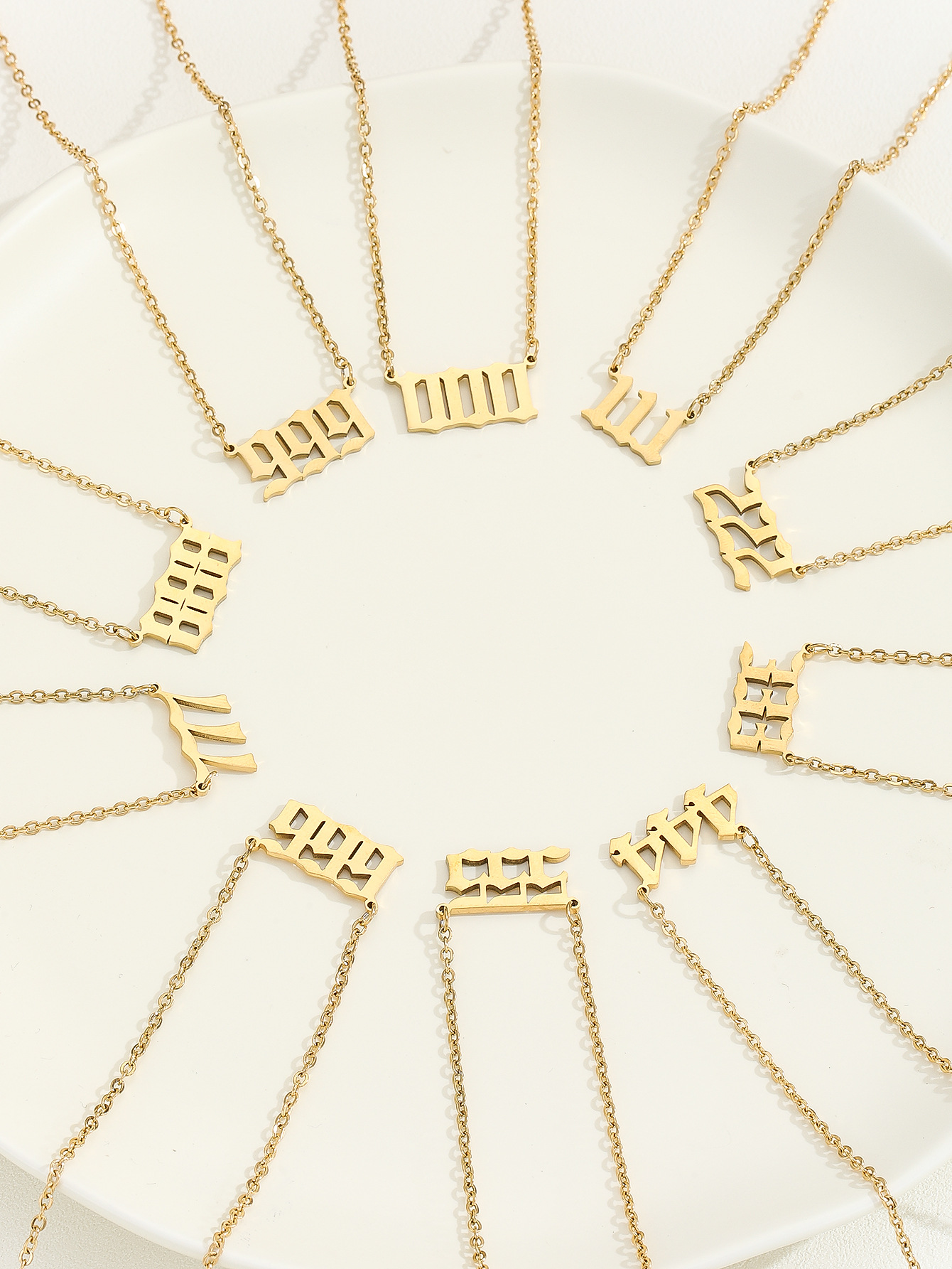 Stainless steel necklace, angel lucky number pendant necklace, men's fashionable necklace, 000-999 sweater chain, women's necklace Application Scenario