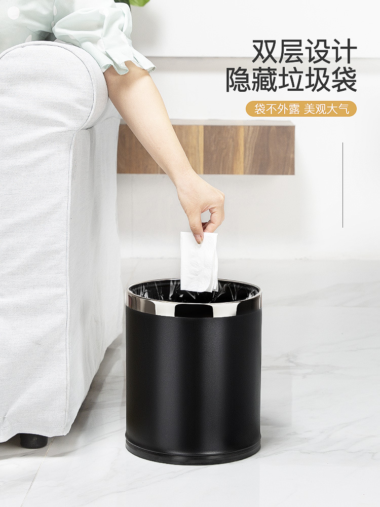 酒店烤漆铁垃/客房不锈钢双/家用塑料双层产品图