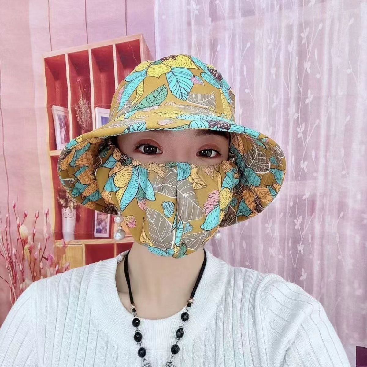 Vietnam Sun Protection And Dust Mask Hat Summer Women's Sun Protection Hat Agricultural Face Protective Uv Sun Hat details Picture
