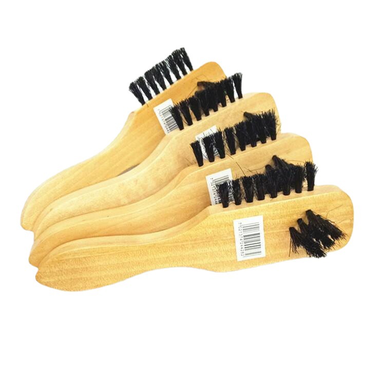 Wooden-handled shoe polish brush, multi-functional shoe polish brush, soft leather shoe brush, bristle polish brush, three-sided pure pig hair shoe brush Item Picture