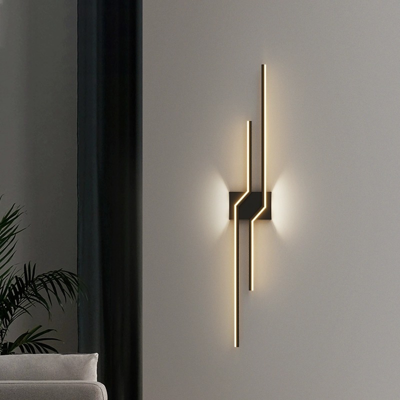 Creative and personalized long led wall lamps, bedroom bedside lamps, simple and modern living room grille TV background wall lamps full figure