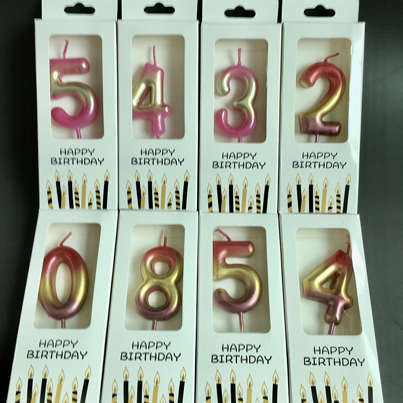 New boxed gradient digital birthday candles, cake decorations and surprise party supplies