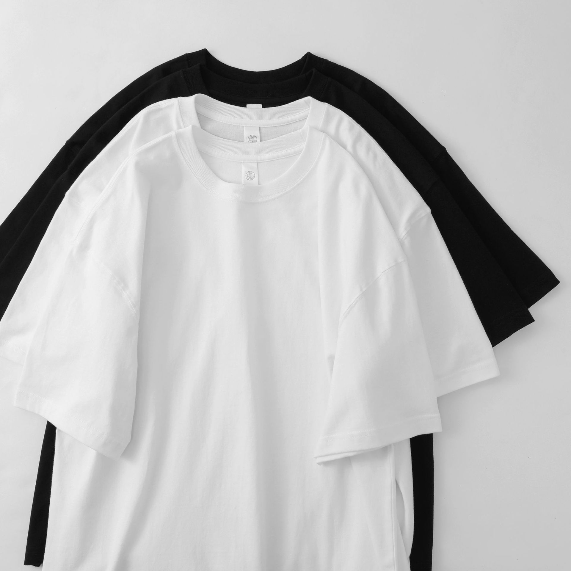 Camiseta suelta pequeña tendencia blanco puro hombre y mujer lavado casual manga corta manga japonesa talla grande escote caída de algodón manga hombro details Picture