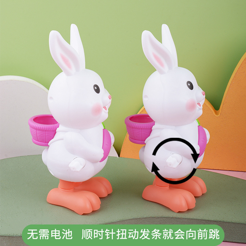 Children's wind-up rabbit toys are cartoon and cute little animals. They are good for babies to learn. They can be chained and jump. Little white rabbits are available for wholesale at street stalls Specification image
