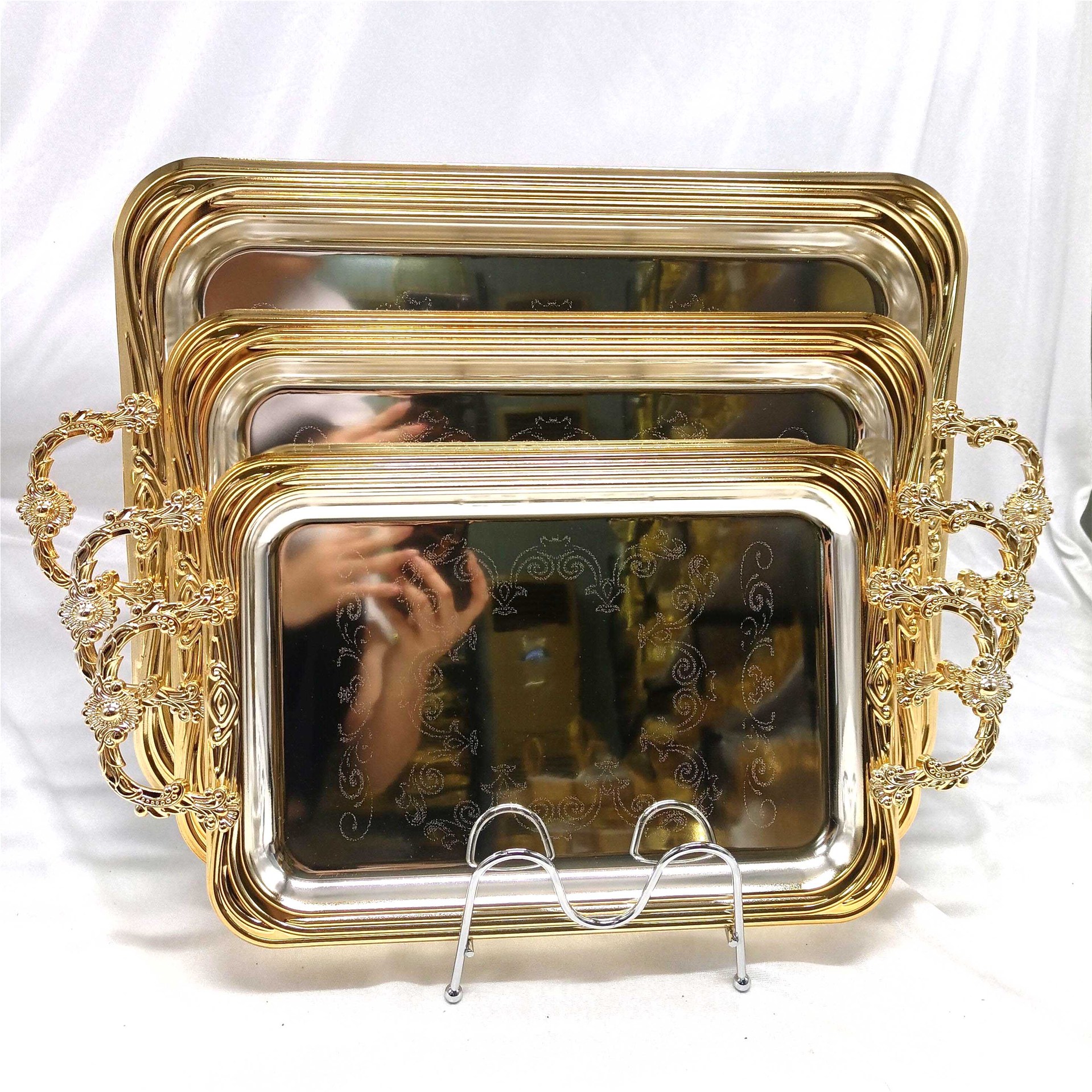 European Light Luxury Fruit Tray Snack Candy Tray Home Living Room Creative Cake Fruit Tray Plated Metal Iron Plate