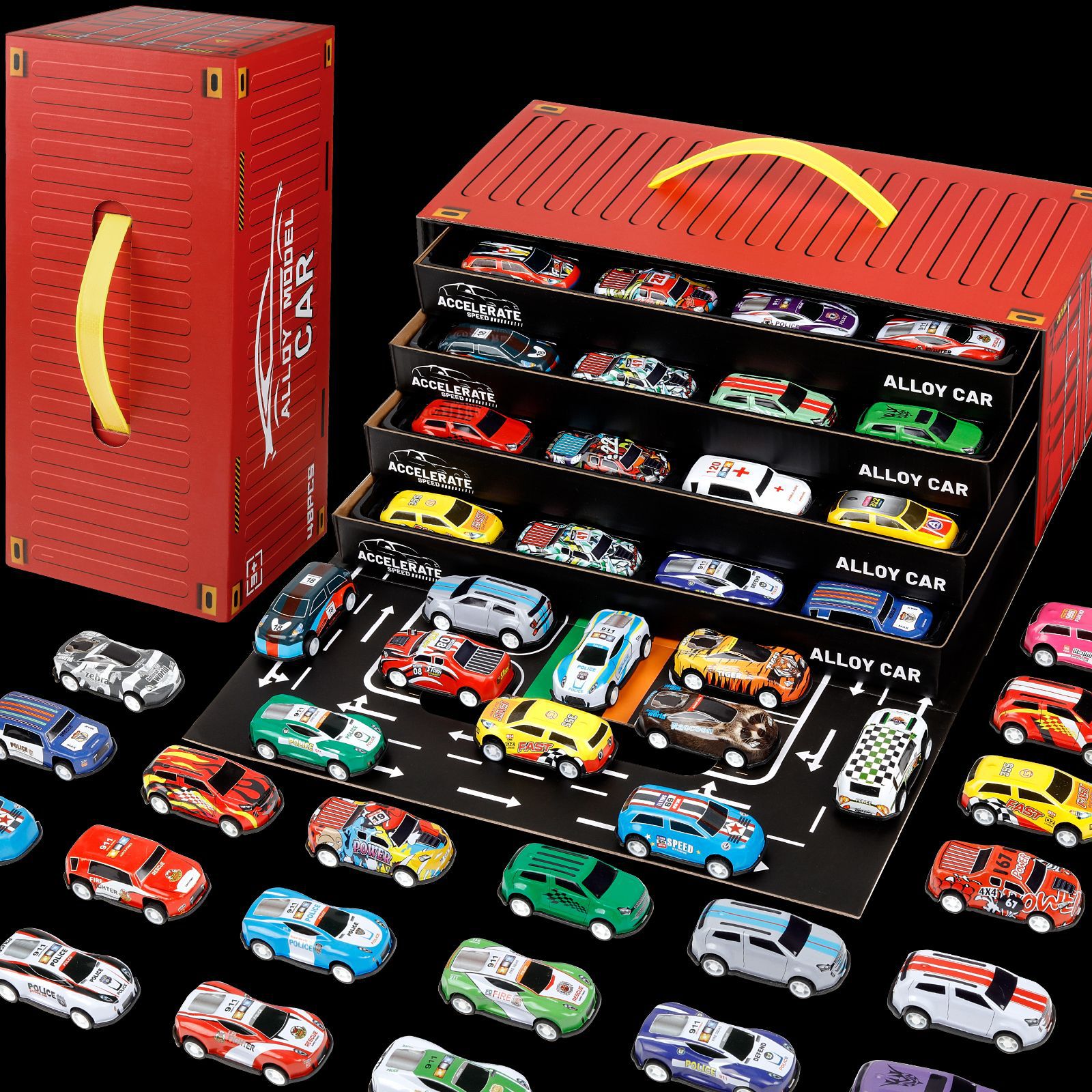 儿童合金玩具车集装箱套装回力小汽车赛车1-3岁6男孩礼物