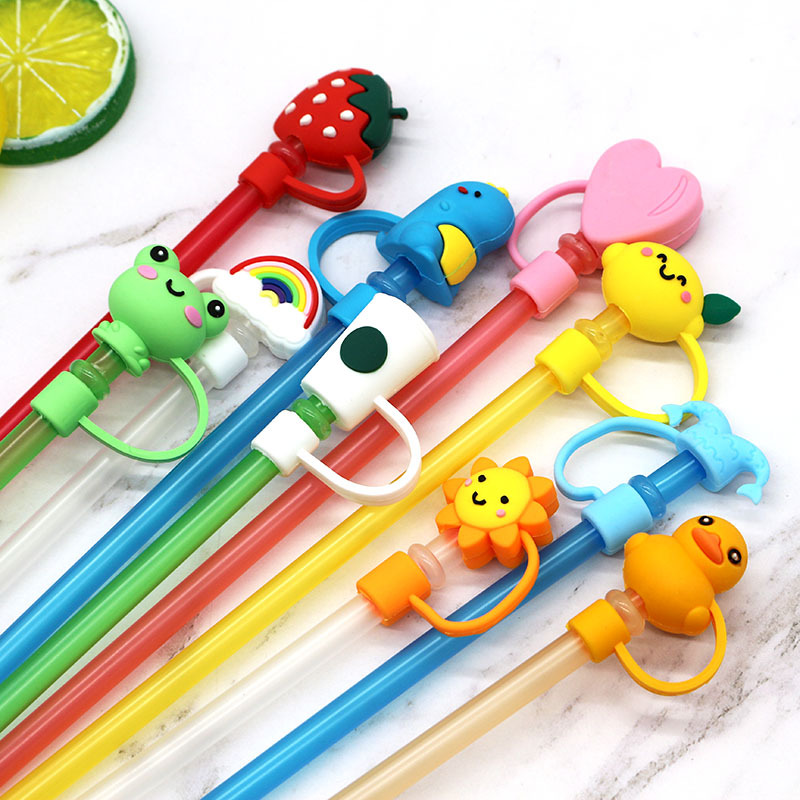 Cartoon Silicone Dust Cover Cat Coffee Straw Plug Soft Glue Straw Cap Recycleable Cute Wind Straw Cap Wholesale Application Scenario