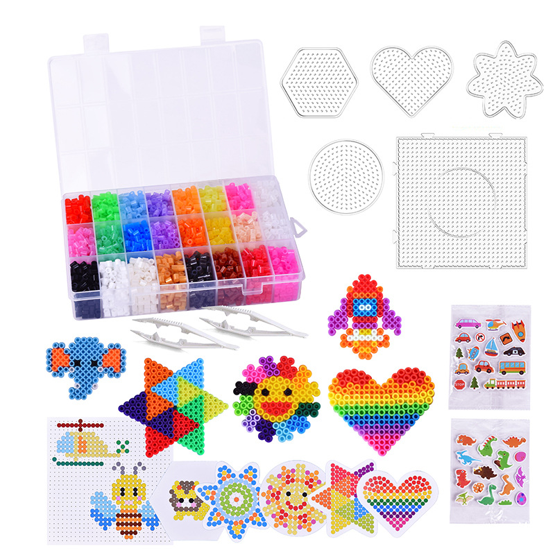 24-color luminous children's diy jewelry pendant, handcrafted gift toy, 5mm hot-melt bean set box