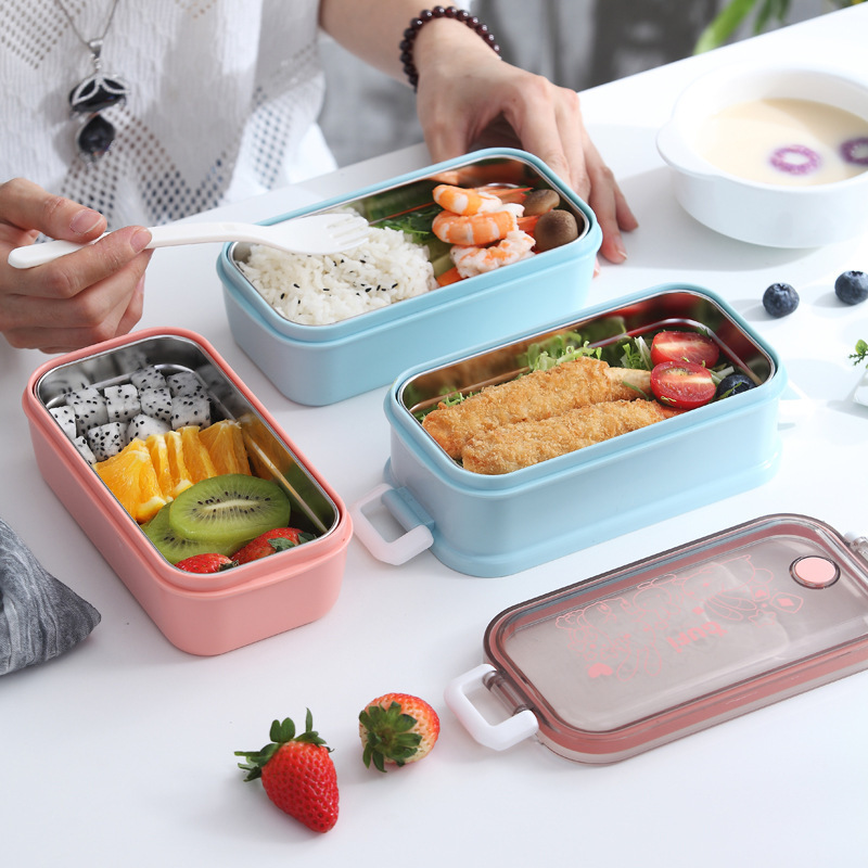 304 niños de acero inoxidable lonchera aislante doble capa lindo bento caja portátil calentable personalizada lunch box para estudiantes details Picture