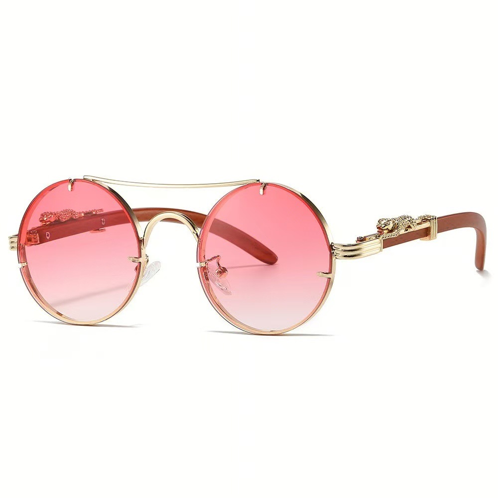 European and American classic retro double-beam crown mirror, unique leopard head decorative temple, fashionable and trendy sunglasses for both men and women Specification image