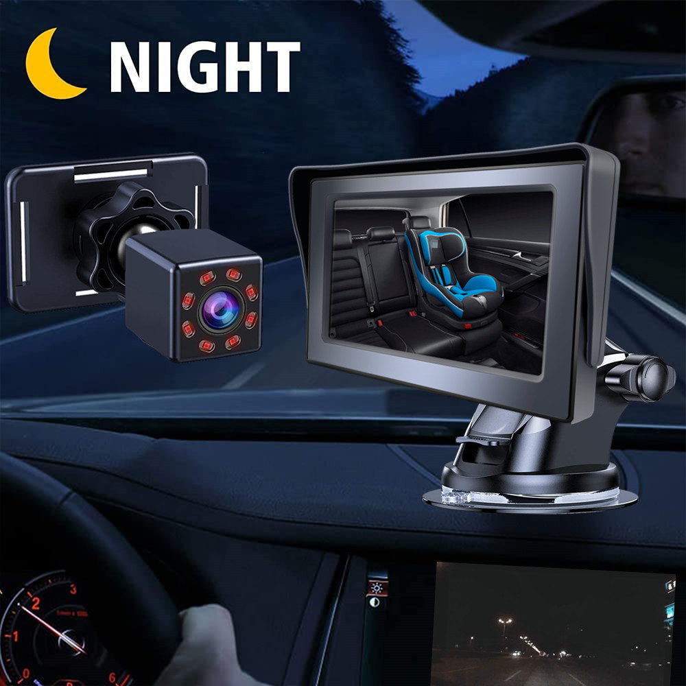 跨境4.3寸高清夜视车载婴儿镜监控器car baby mirror Monitor详情图2