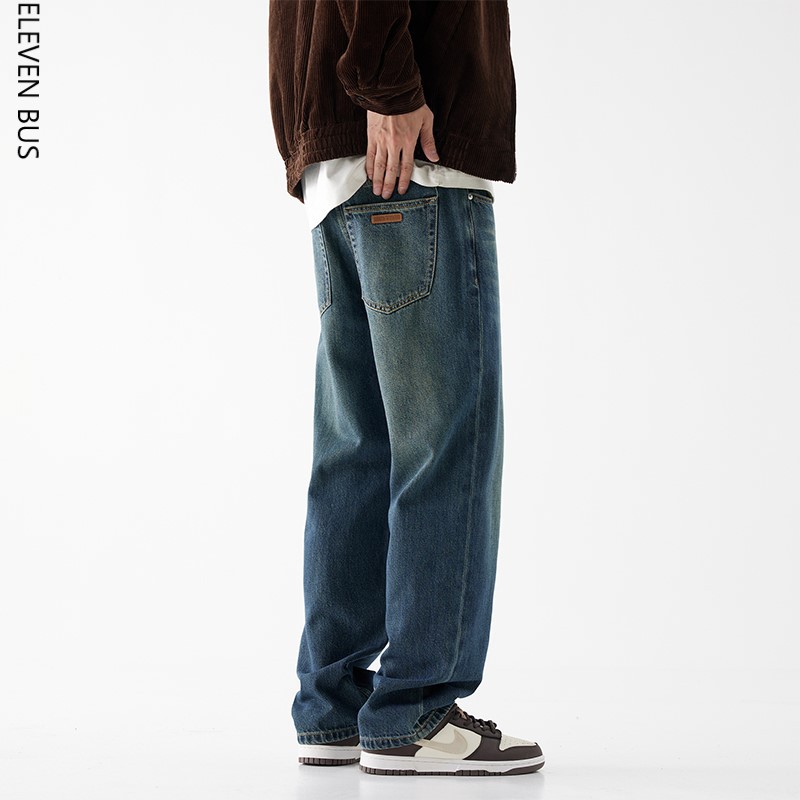 New men's loose washed vintage wide-leg jeans for autumn and winter, American high street fashion brand men's long pants Application Scenario
