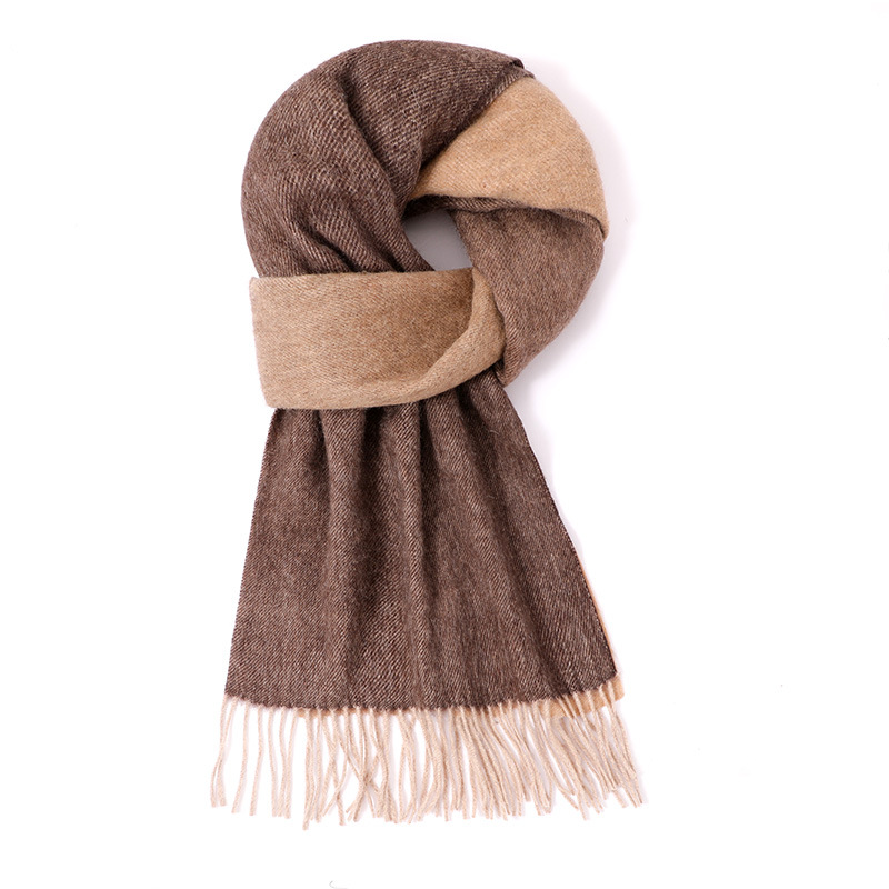 100% Pure Wool Scarf Matching Color For Women And Men Autumn And Winter Korean Version Of All The Warm Neck Long Tassel Cape Dual Use Item Picture
