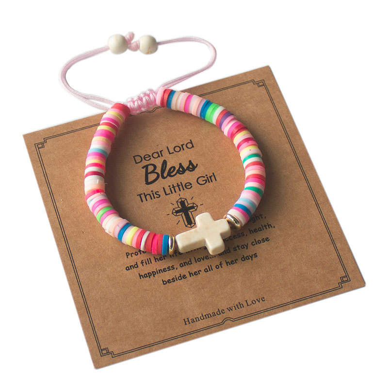 Europe And The United States New Foreign Trade Sales Children Girls Women Rainbow Clay Cross Bracelet Jewelry Bohemia Jewelry Manufacturers Direct Sales