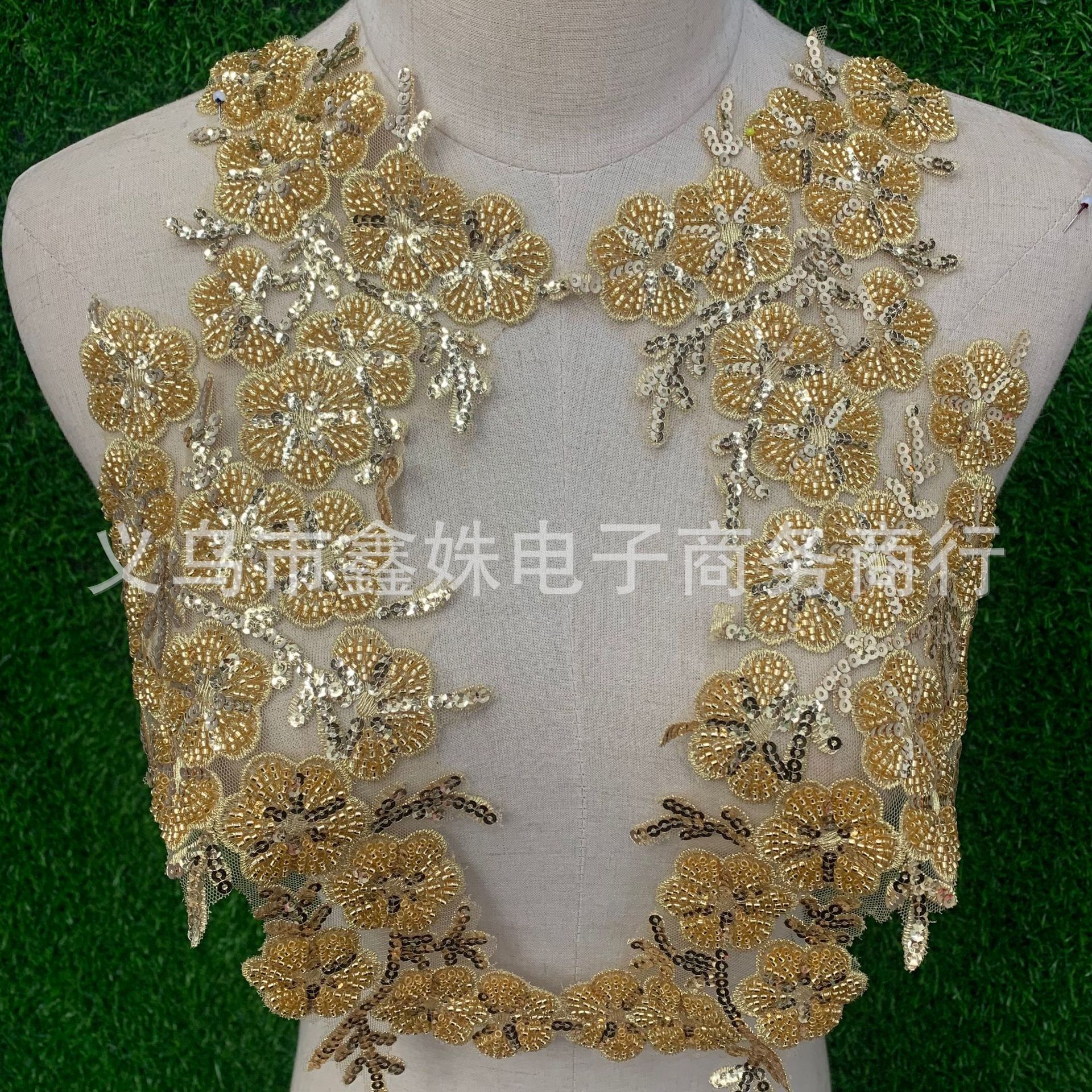 In-stock multi-color high-end quality three-dimensional lace decal fabric for wedding dress and evening gown veil DIY decal accessories Application Scenario