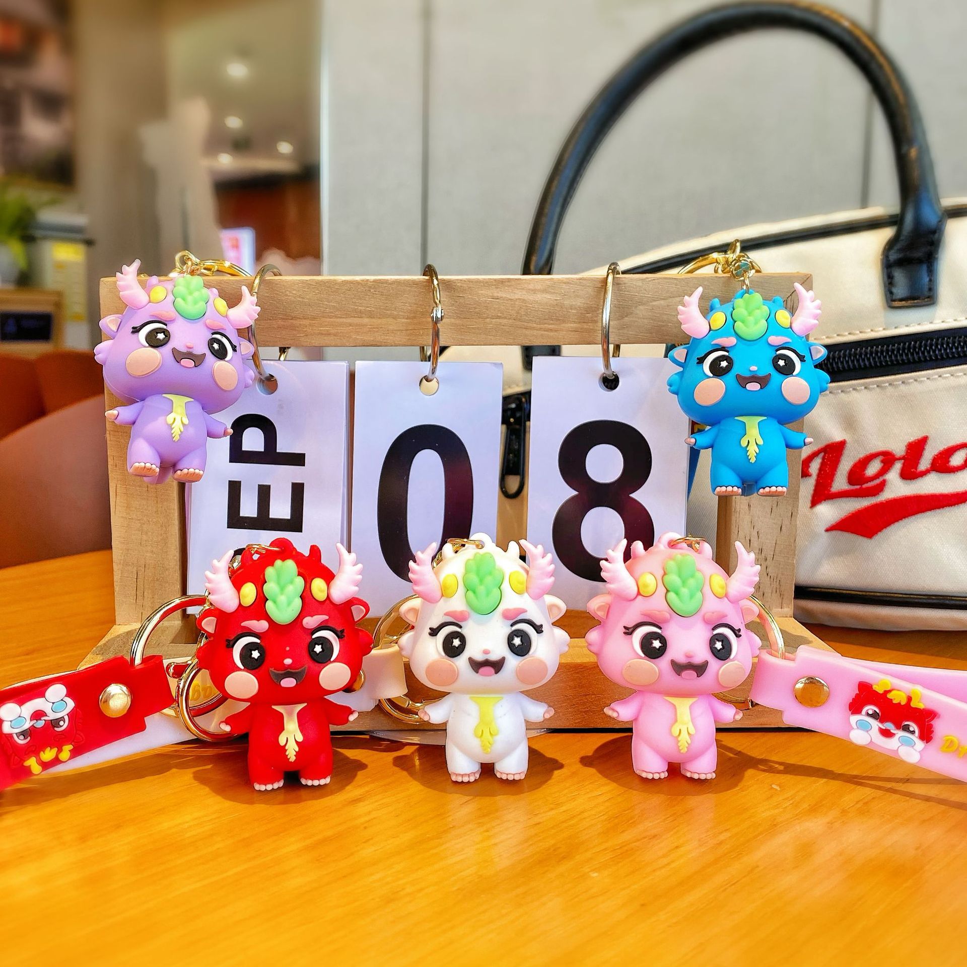 Wholesale of 2024 National trend Dragon Year keychain pendants, cute little dragon figurines, schoolbag pendants, car small gifts and decorative items details Picture