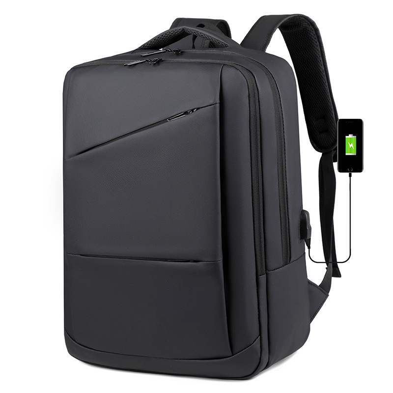 Leather film backpack, water-repellent, casual multi-layered backpack, computer bag, schoolbag, large-capacity backpack with LOGO Item Picture