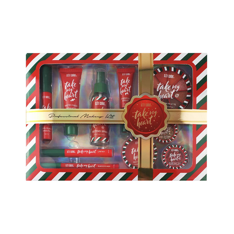 圣诞彩妆套装/跨境INS圣/眼影白底实物图