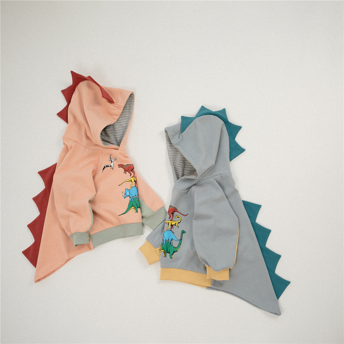 Korean children's hooded sweatshirts, cotton mid-length hoodies, Korean version dinosaur boys' and girls' sweatshirts, trendy outerwear for children Specification image