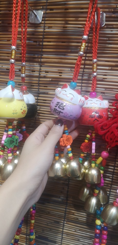 Ceramic Fortune Cat Bell Wind Chime Pendant Gift Gift Decorative Car Pendant Gift Creative Gift details Picture