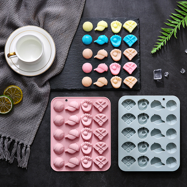 Spot 20 Baseball Team Theme Modeling Silicone Mold Ice Cube Lattice Chocolate Cake Mold Wax Bottle Sugar Mold Specification drawing