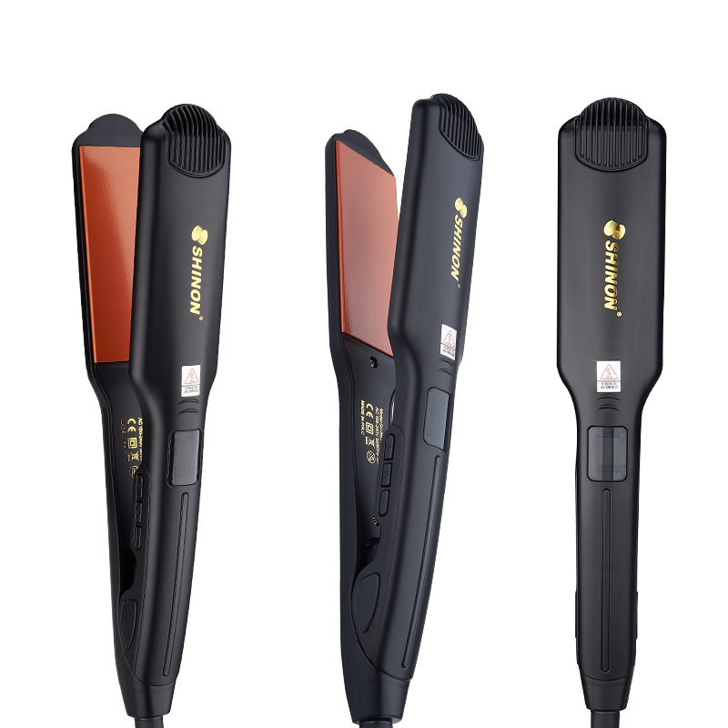 Comercio exterior al por mayor panel ampliado panel recto clip tirador de pelo enderezador doméstico permanente férulas eléctricas férulas LCD alisador de pelo SHINON 8667 Item Picture