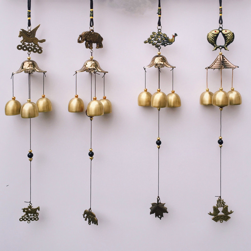 复古合金风铃貔貅麒麟挂饰旅游区店铺招财装饰饰品金属铃铛挂件