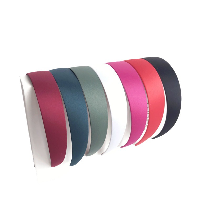 3Cm Wide Polyester Head Buckle Solid Color Simple Headband Candy Color Headband Korean Version Wide Edge Fully Wrapped Cloth Hair Clip Headdress