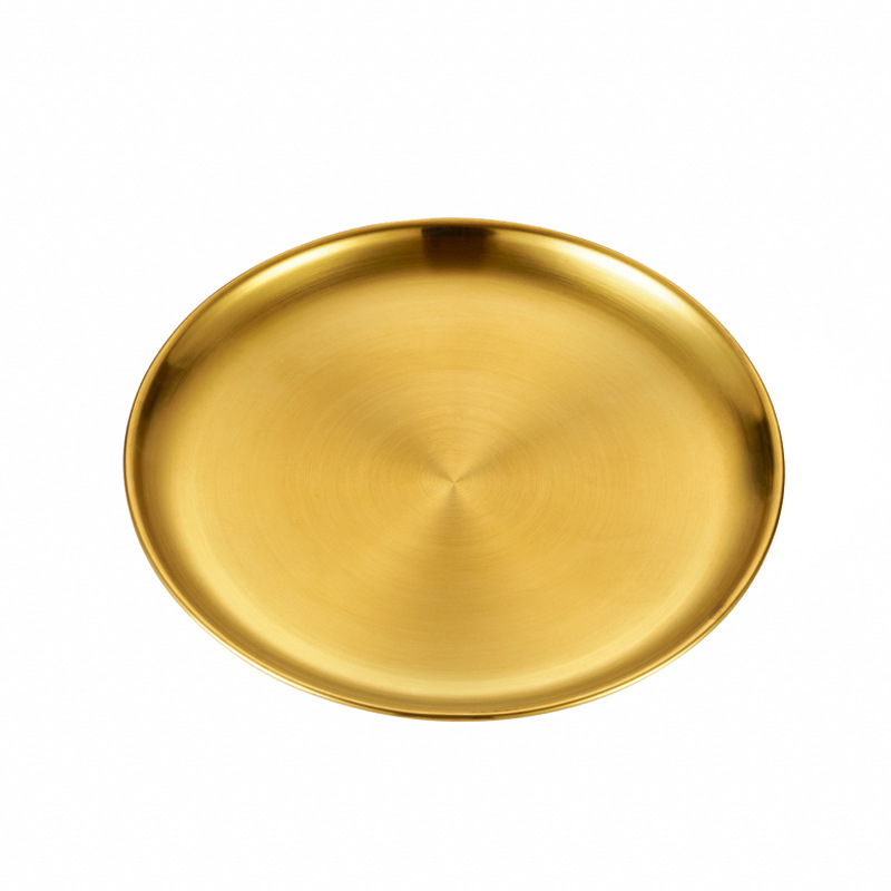 Korean Stainless Steel Plate Disc Golden Tray Bone Spitting Dish Hotel Restaurant Hot Pot Restaurant Barbecue Platter Commercial Item Picture