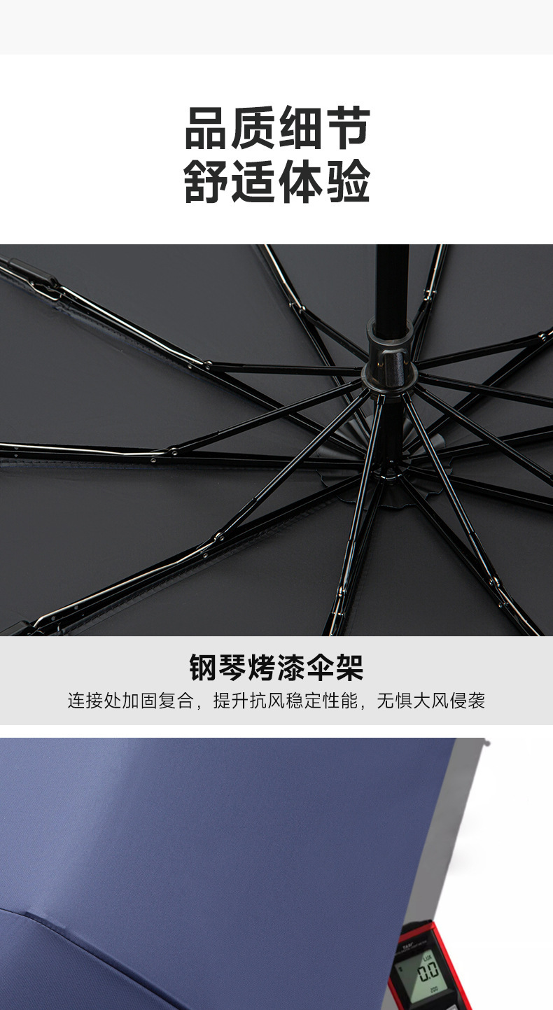 Paradise Umbrella 38138E Ten-bone Double Umbrella, black vinyl sun Protection umbrella, parasol, Printable advertising gift umbrella logo pic 6