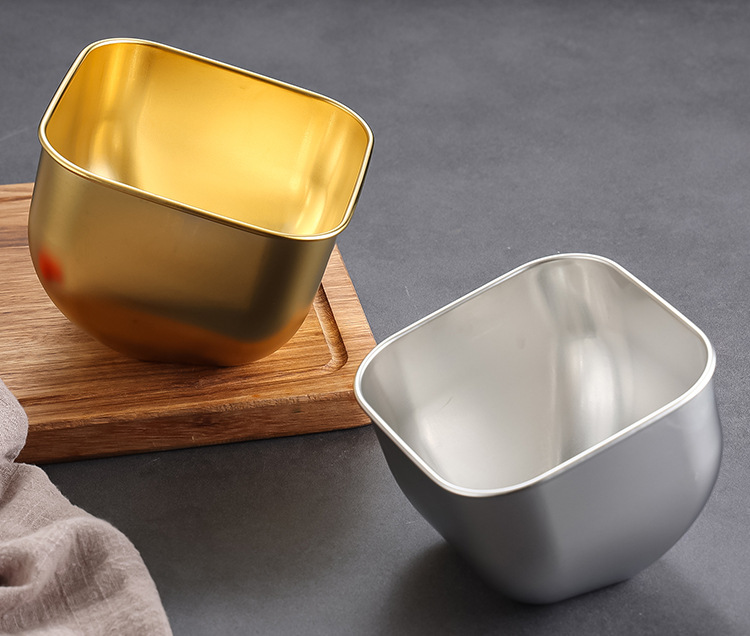 不锈钢生菜碗斜口碗商用韩式烤肉店火锅店装放生菜蔬菜青菜碗桶方形斜口碗不锈钢碗详情4