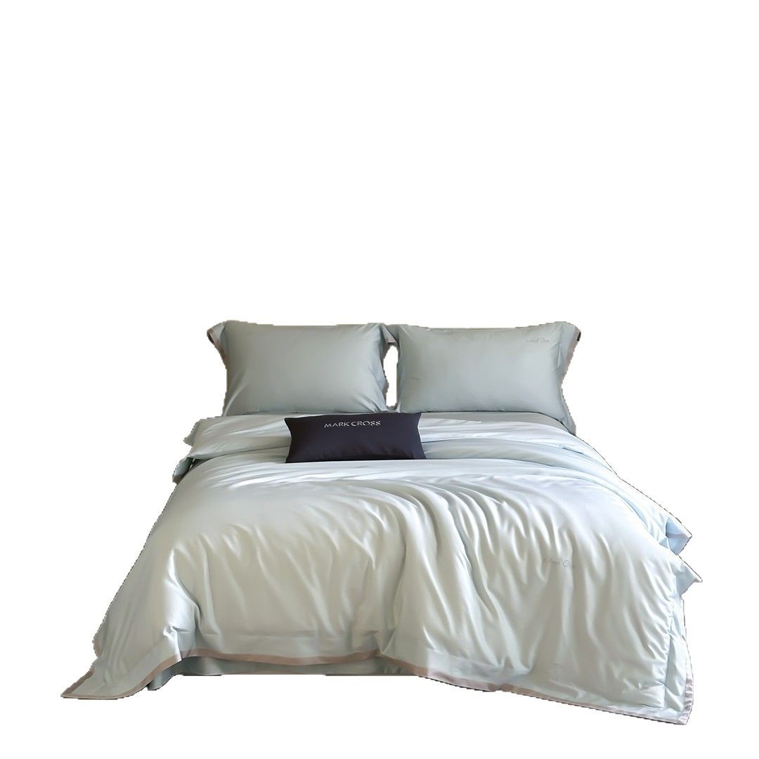 Minimalist style 100-count ultra-fine denier Tencel cotton four-piece set, high-end and silky smooth naked sleeping grade bedding Item Picture