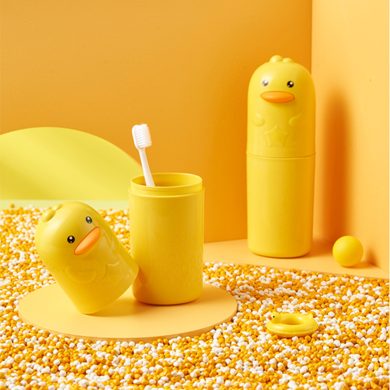 旅行牙刷盒 便携式牙刷牙膏收纳盒卡通学生漱口杯套装 旅游牙刷杯详情图2