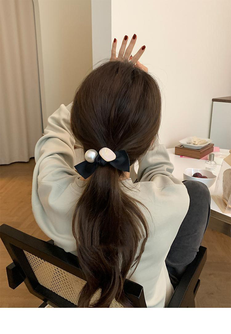 New Korean-style fashionable and versatile bow hair tie, feminine leather band hair tie, high-elasticity hair band accessory pic 7