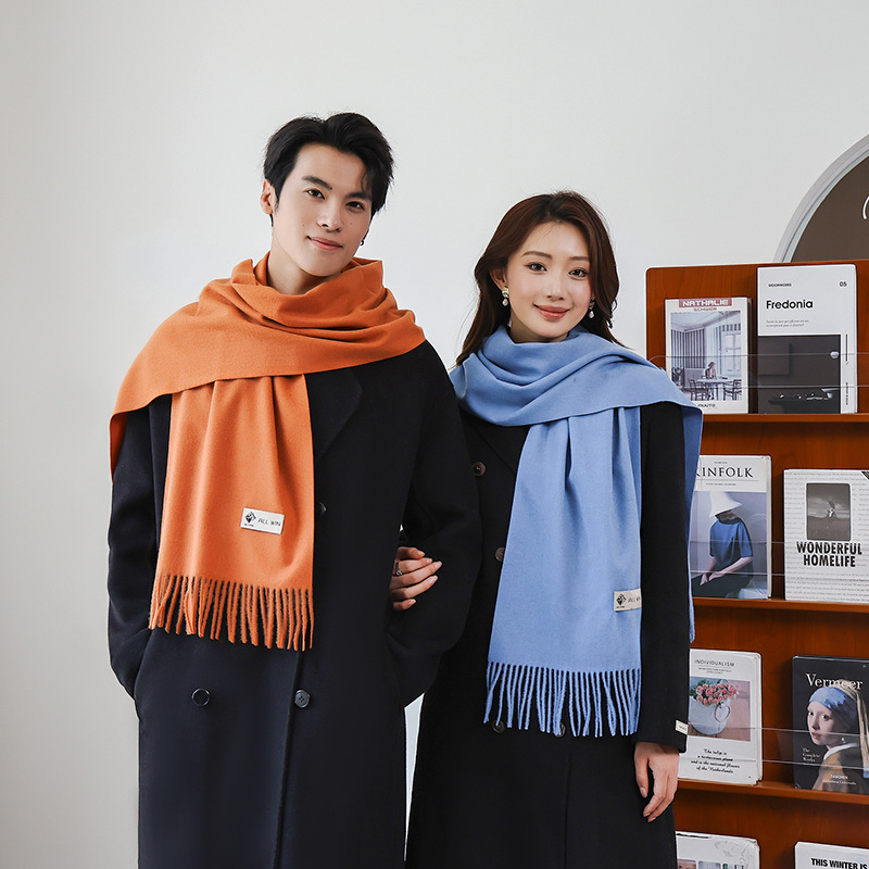 Cashmere Scarf Female Autumn Winter Advanced Sense Thick Warm Solid Color Scarf All Couples Wool Scarf Wholesale