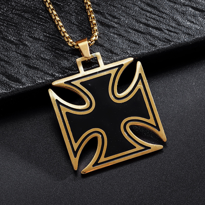 时尚爆款嘻哈百搭不锈钢十字架吊坠欧美个性男女休闲饰品项链批发