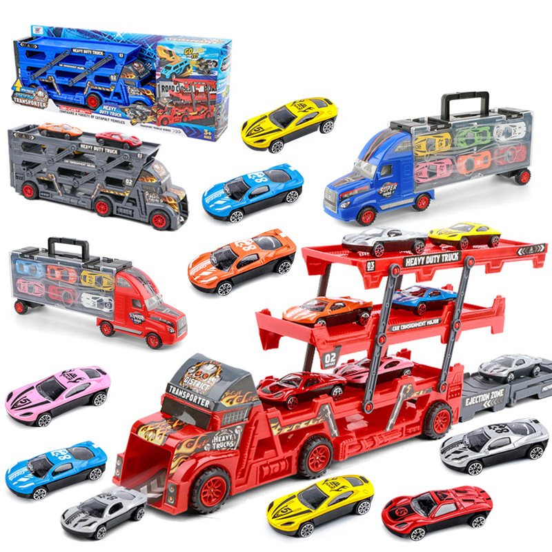 Cross-border new product children's ejection folding container truck DIY launch alloy multi-layer storage transport vehicle boys' toys Item Picture