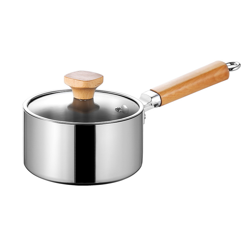 Antiplanchado Madera Mango Wok Bebé Especial Sin Revestimiento Acero Inoxidable 316L Pequeña Olla De Leche Para Bebé Decocción Antiadherente Olla De Leche Cuadro del artículo