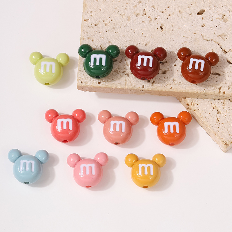 Cross-border best-selling acrylic Mickey head trendy and fashionable irregular DIY necklace, mobile phone chain, resin jewelry material, jewelry accessories, handmade DIY jewelry Specification image