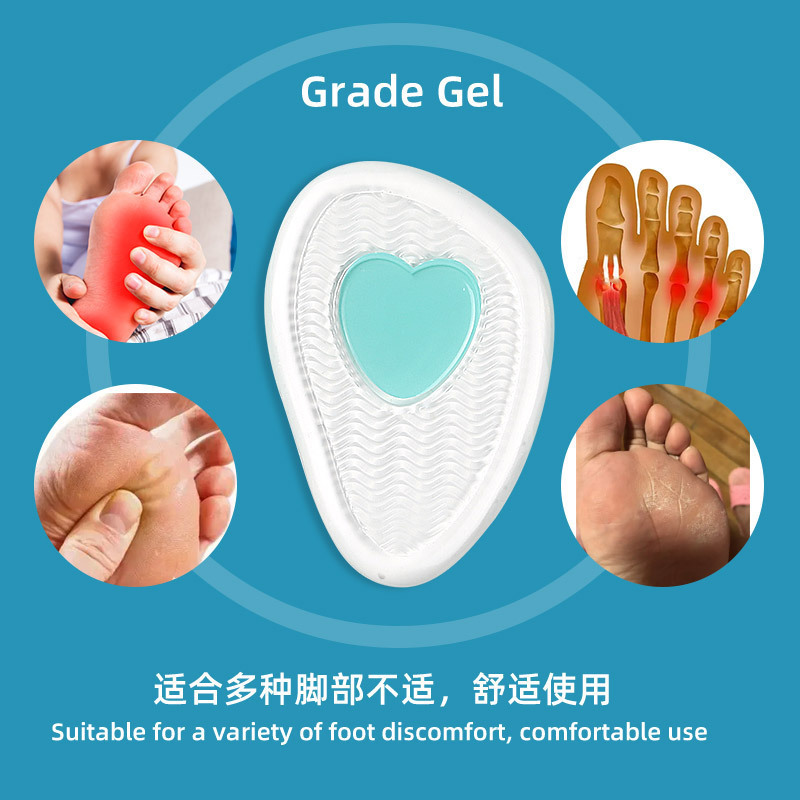 Foot guard half-size pad, transparent GEL high-elasticity shock-absorbing and pressure-reducing, wavy texture wear-resistant crystal invisible forefoot pad details Picture