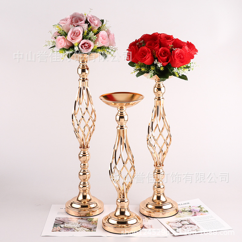 Wedding Props Golden Road Lead Wedding Decoration Candlestick Vase Decoration Hotel Welcome Living Room Table Flower Arranger