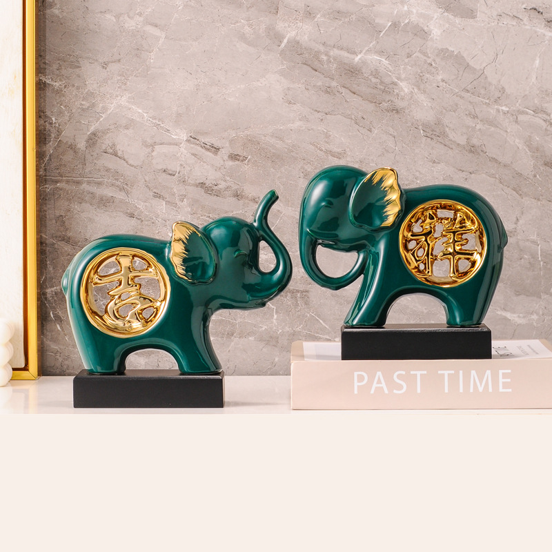 chinagoods Hotel supplies Home Decor e-commerce Exclusive Fish Elephant Ceramic Light Luxury Creative Decor, Growth Rabbit, student study decoration, living room, bedroom wine cabinet details Picture