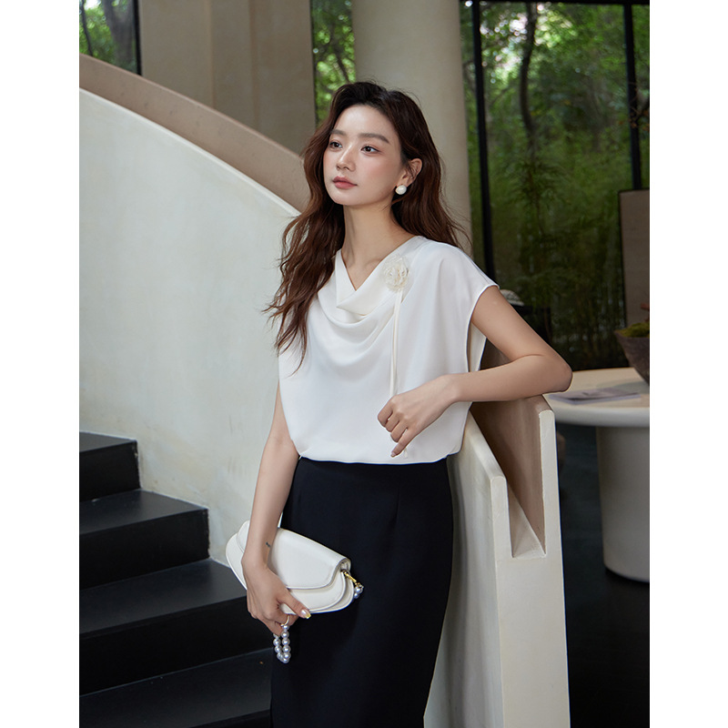 Qifan French elegant shirt women's summer women's top, high-end summer style, versatile short-sleeved shirt 82651 Item Picture