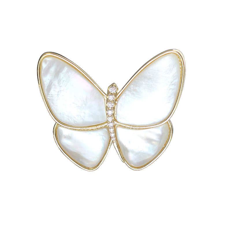 Wholesale of fashionable and light luxury micro-inlaid zircon butterfly brooches, elegant suit pins, and anti-exposure corsages Item Picture