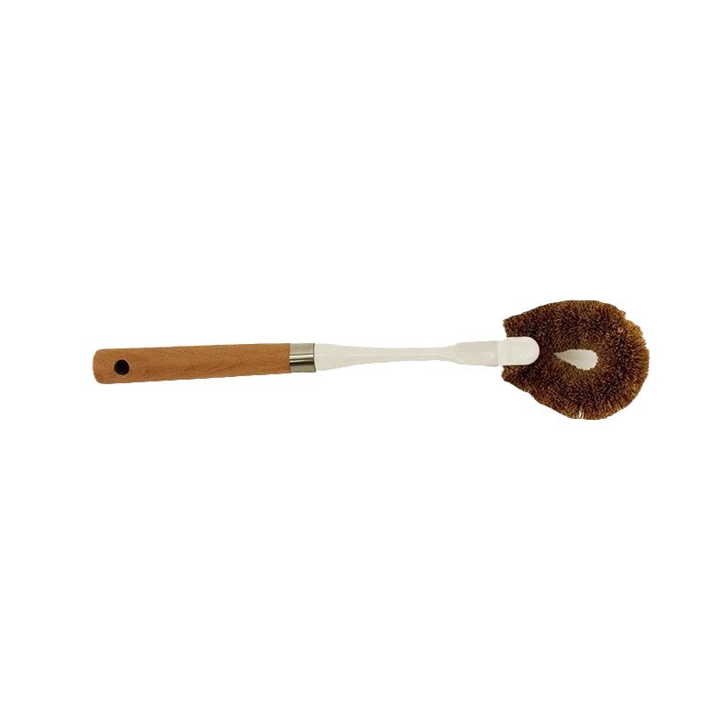 Beech long-handled pot washing brush, kitchen wall-mounted coconut palm non-stick oil pan brush, cleaning brush Item Picture