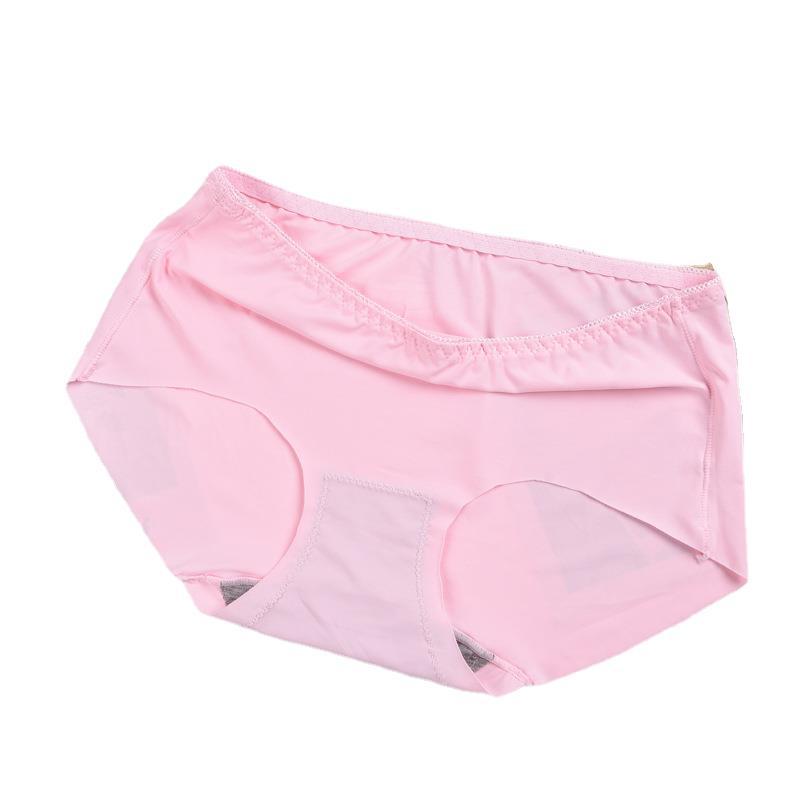 Extra-large version of seamless underwear for overweight women under 180 pounds, ice silk one-piece mid-waist uniform size triangular underwear Item Picture