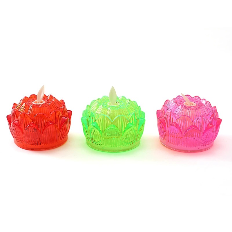 Wholesale of led seven-color lotus lamps, plastic candle lamps, temple simulation candle lamps, lotus candle lamps and eternal lamps from the manufacturer details Picture