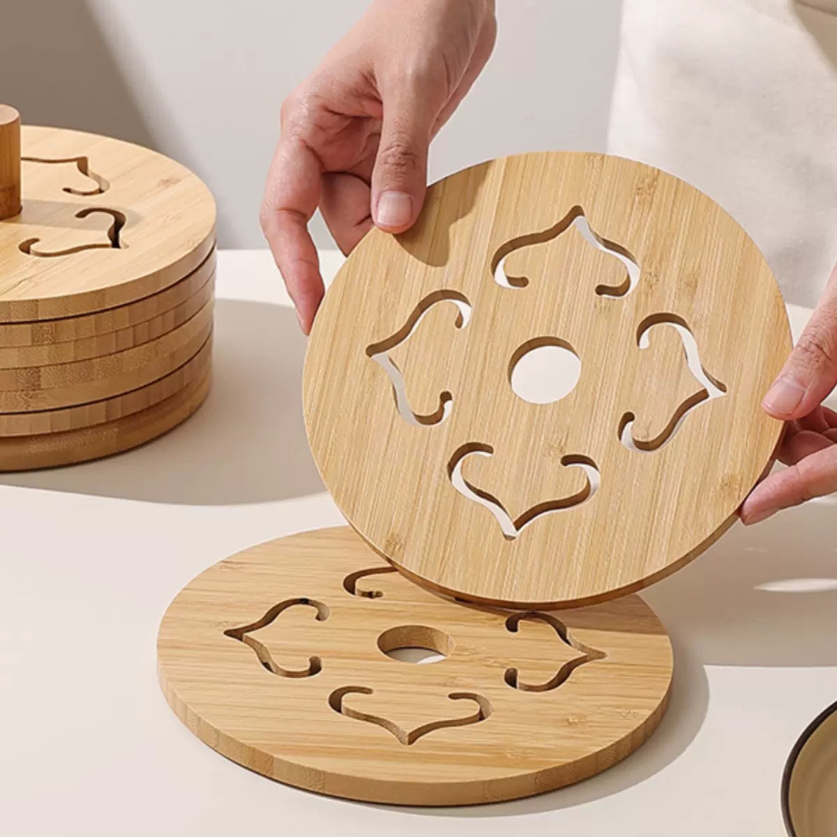 竹垫实木隔热垫砂锅垫中式防烫餐盘垫中国风餐桌垫国潮