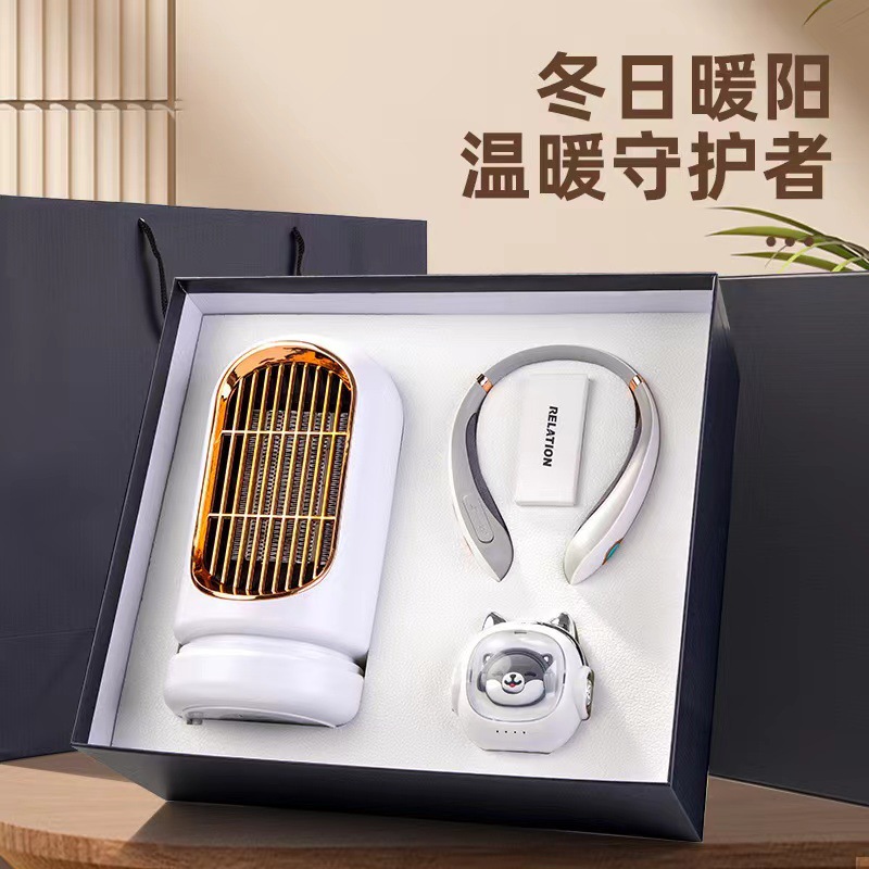 Customized business gift set, logo warm air blower, hand warmer, activity gift, practical souvenirs for customers and employees Application Scenario